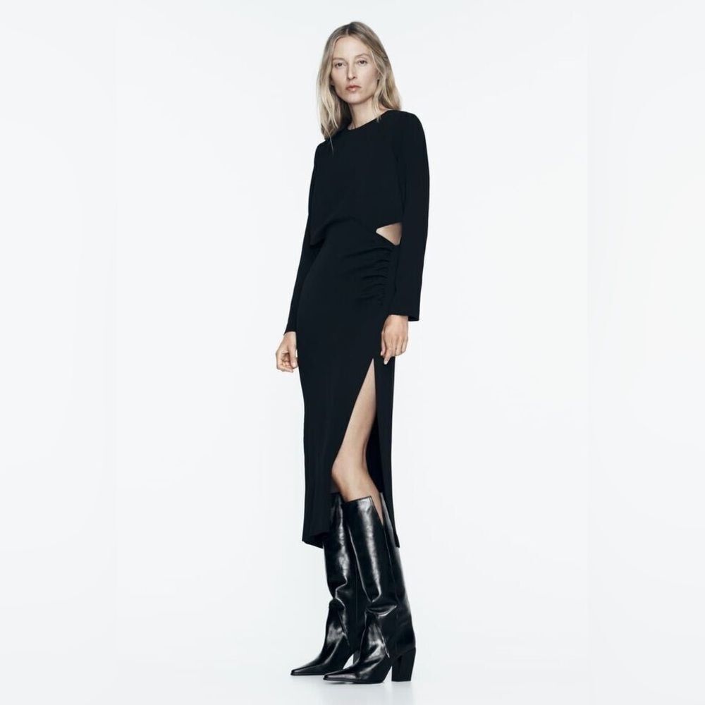 Zara, Cut-Out, Side Slits, Long Sleeves Dress_XS